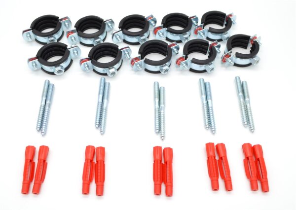 Rohrschellen-Sets 2-teilig mit Universaldï¿½bel und Stockschrauben zu jeweils 10 Stï¿½ck