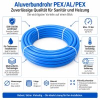 50 m Rolle BLAU Mehrschichtverbundrohr PEXB/AL/PEXB 16x2 mm 20x2 mm isoliert DVGW zertifiziert