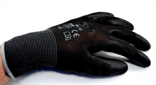 12 Paar PU-Handschuhe schwarz  XL/ 10