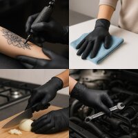 10 Boxen a 100 Stück Einweghandschuhe Nitril schwarz Box Gr. S-XL