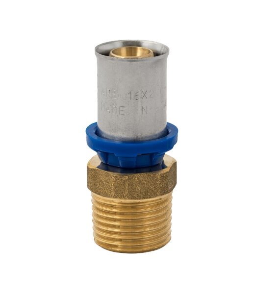 BV Press Übergangsnippel AG  blauer Ring 26x3 - 1" AG