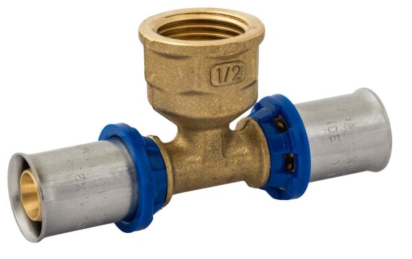 BV Press T-Stück IG blauer Ring 20x2 - 3/4" IG - 20x2