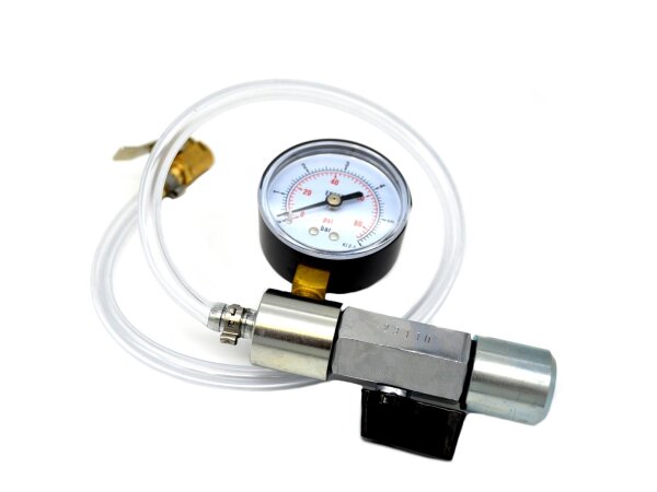 Anschlußadapter für Gefäßfüller mit Manometer und Absperrung